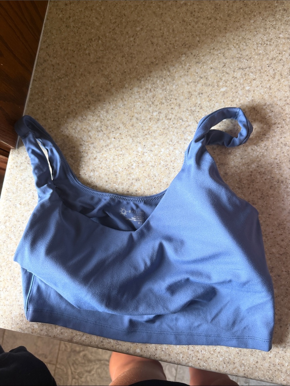 aerie periwinkle sports bra with scoop neck